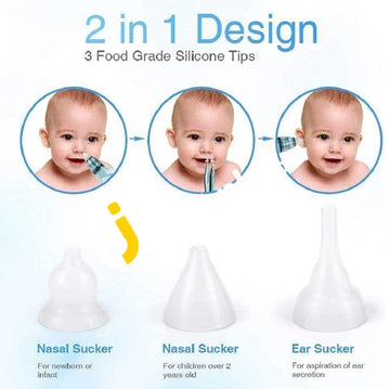 Vancocon Baby Nasal Aspirator 2 In 1 & Ear Wax Remover With Reusable Snot Sucker Nozzles For